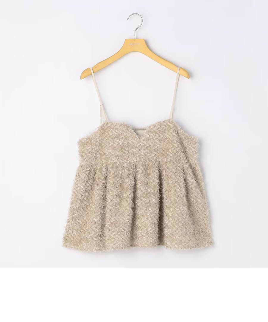 ウォッシャブルフェザーチュールキャミブラウス ベージュ セットアップ対応》ウォッシャブルフェザーチュールキャミブラウス