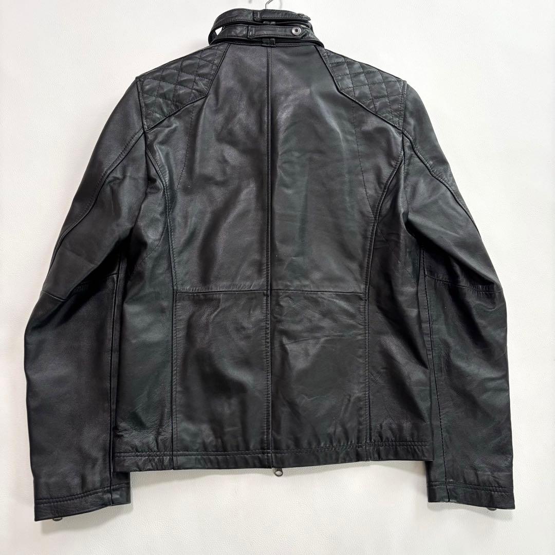 メンズビギ[羊革 キルティング レッド]ライダースジャケット Lサイズ