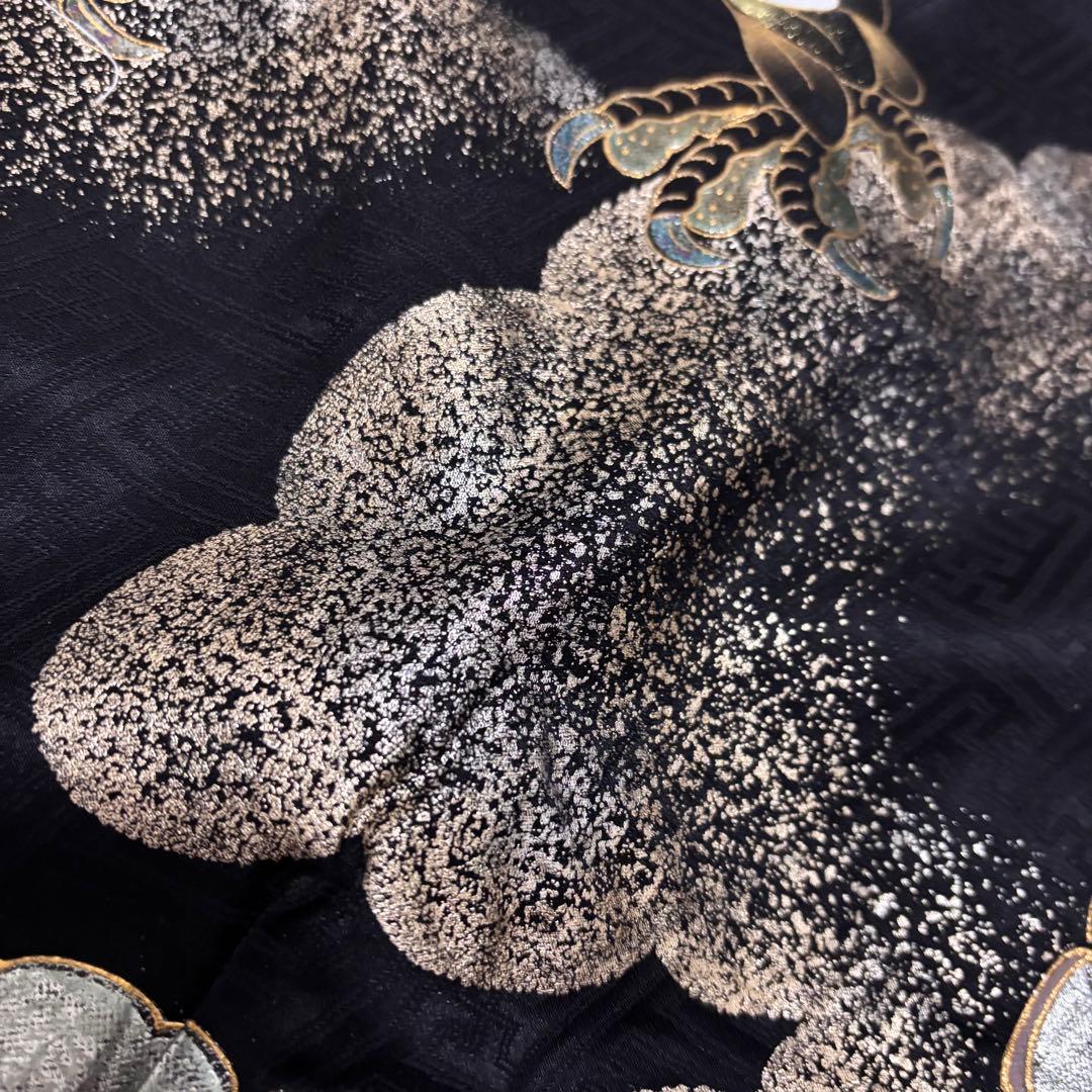 《新品 日本製 》漆黒 豪華爛漫金箔技法 お宮参り 産着 祝着 新品たとう紙付