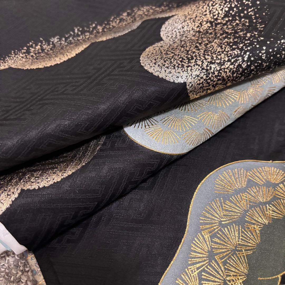 《新品 日本製 》漆黒 豪華爛漫金箔技法 お宮参り 産着 祝着 新品たとう紙付