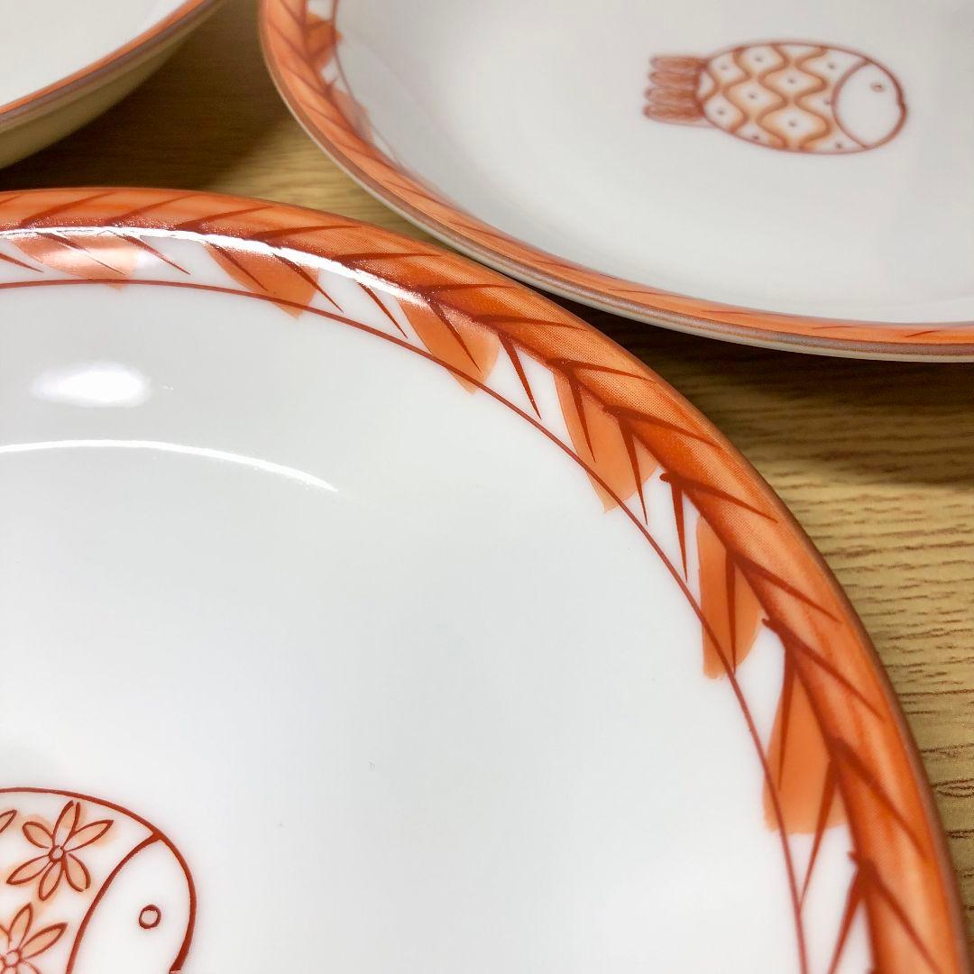 香蘭社 赤繪町工房 楽園の魚 取り分け皿 銘々皿 5客 赤絵町 美品 小鉢