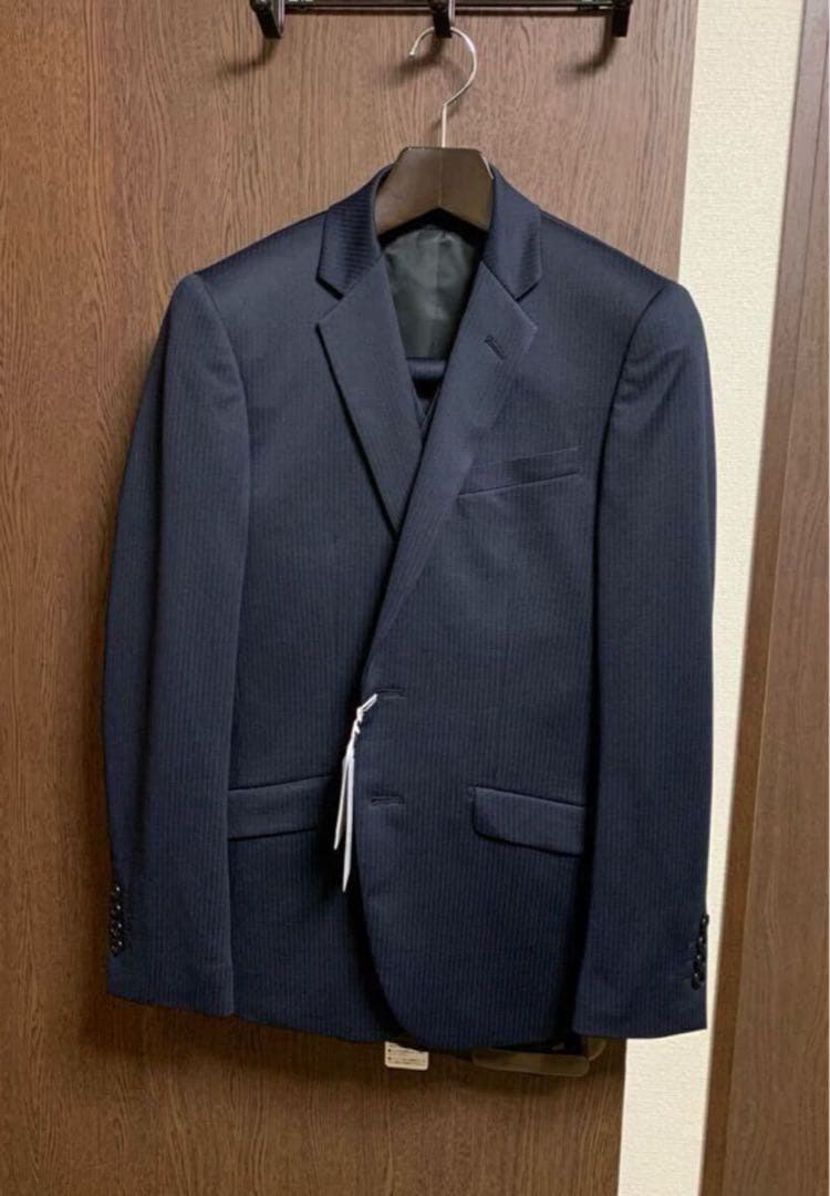 Y4新品未使用！素敵ストレッチ3ピーススーツ！無地調ネイビー！快適ウォッシャブル Y4新品未使用！素敵ストレッチ3ピーススーツ！無地調ネイビー！快適