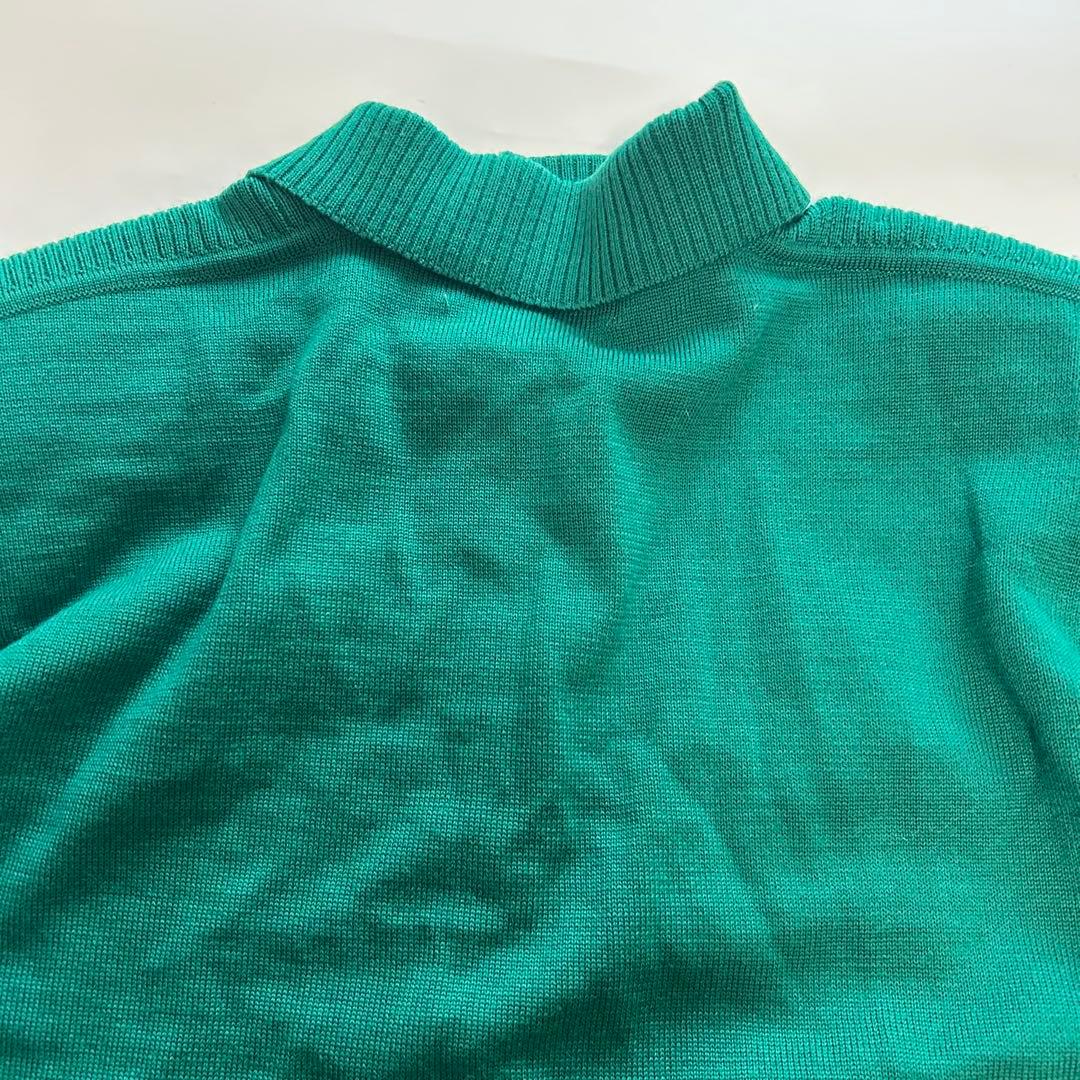 イヴサンローラン ヴィンテージ セーター グリーン 金ボタン ロゴ刺繍