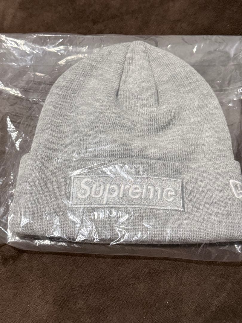 Supreme New Era Box Logo Beanie グレー【新品】 Supreme（シュプリーム） シュプリーム×ニューエラ ビーニー ニット帽