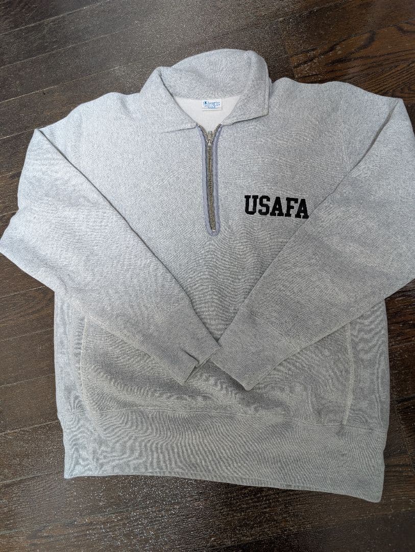 チャンピオン USAFA ハーフジップ リバースウィーブ 単タグ 復刻 美品】チャンピオン リバースウィーブ USAFA ハーフジップ 単色タグ