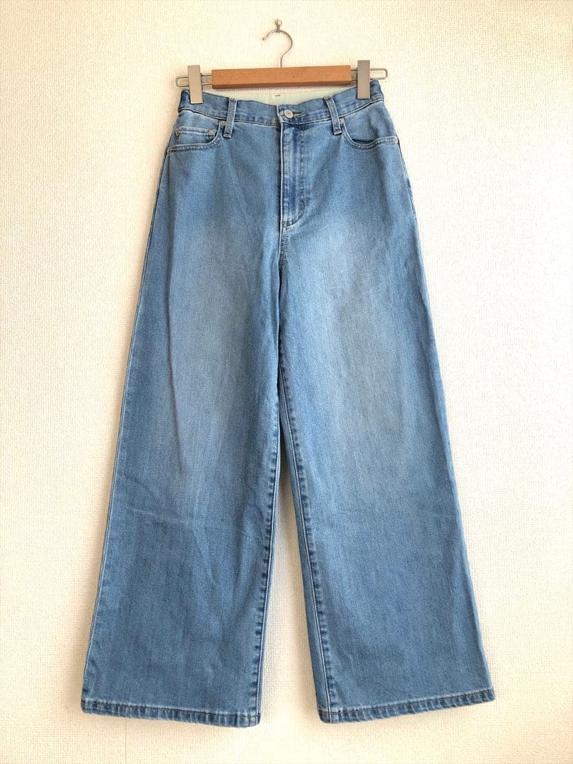 試着のみ♪ソフトウエストワイドデニムパンツ【現在販売中】バンヤード