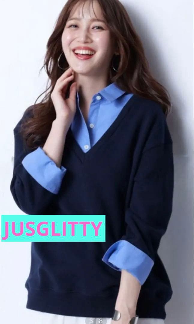 未使用】ジャスグリッティー シャツレイヤードプルオーバー ニット