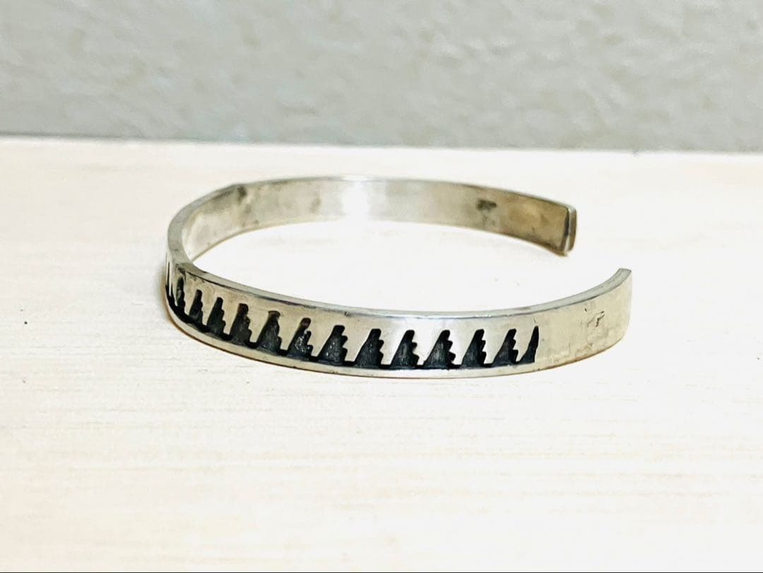 ホピ族 バングル ウェーブデザイン 波 インレイ スターリング