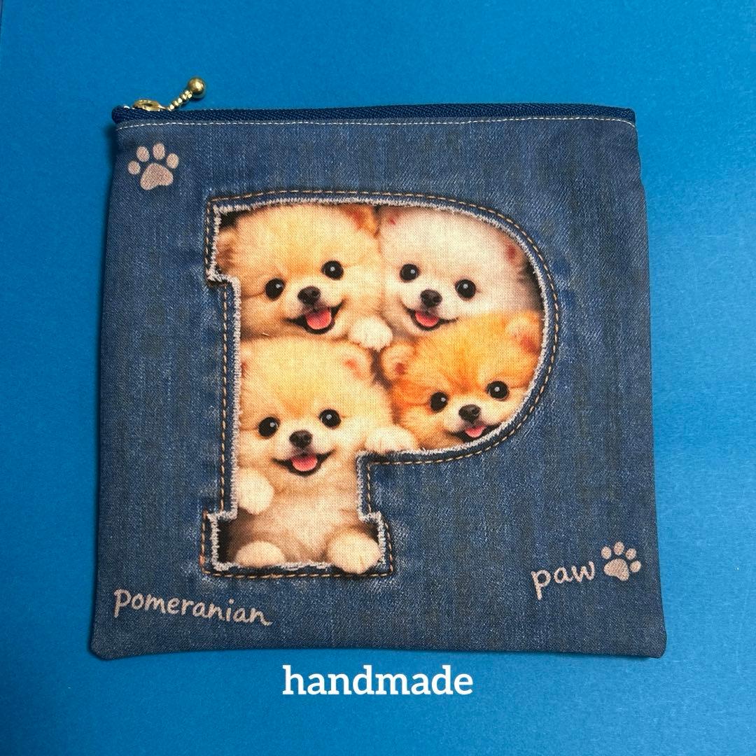 ラスト一点限定品❣️レアパネル ポメラニアン犬種イニシャルデニム