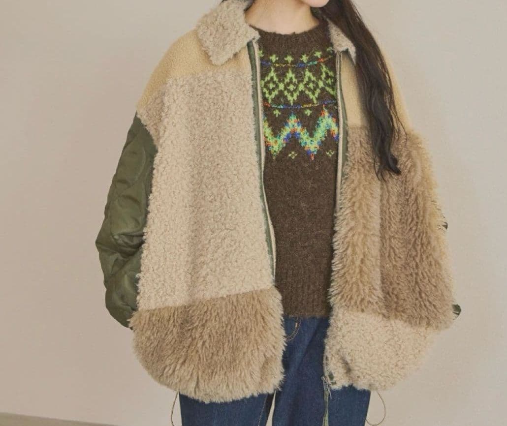 niko and ニコアンド パッチワークボアブルゾン - メルカリ