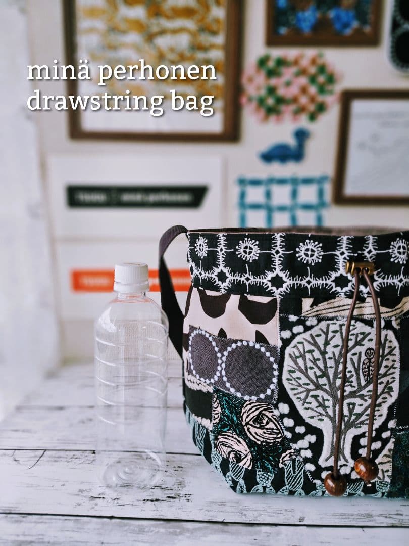 再販ナシ】B ミナペルホネン ドローストリングバッグ 巾着バッグ