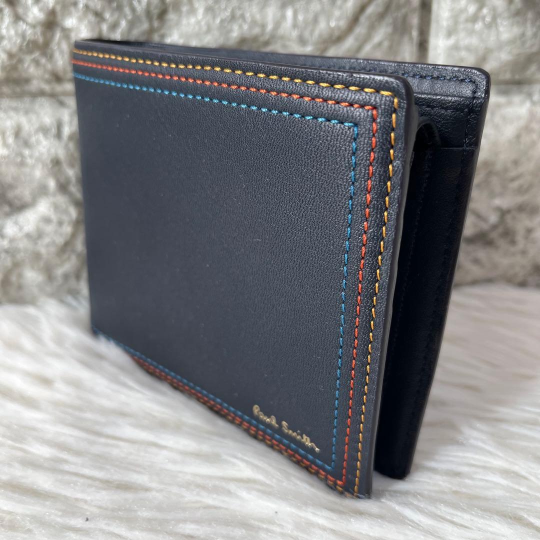 新品未使用】ポールスミス PSC694 ストライプステッチ 二つ折り財布