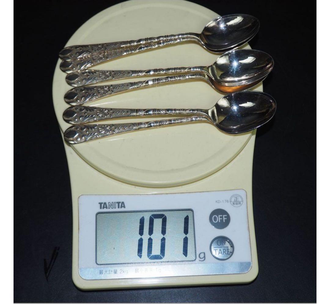 送料無料 時代物 銀製スプーン6本 台北栄安銀楼謹製 『台北栄安』