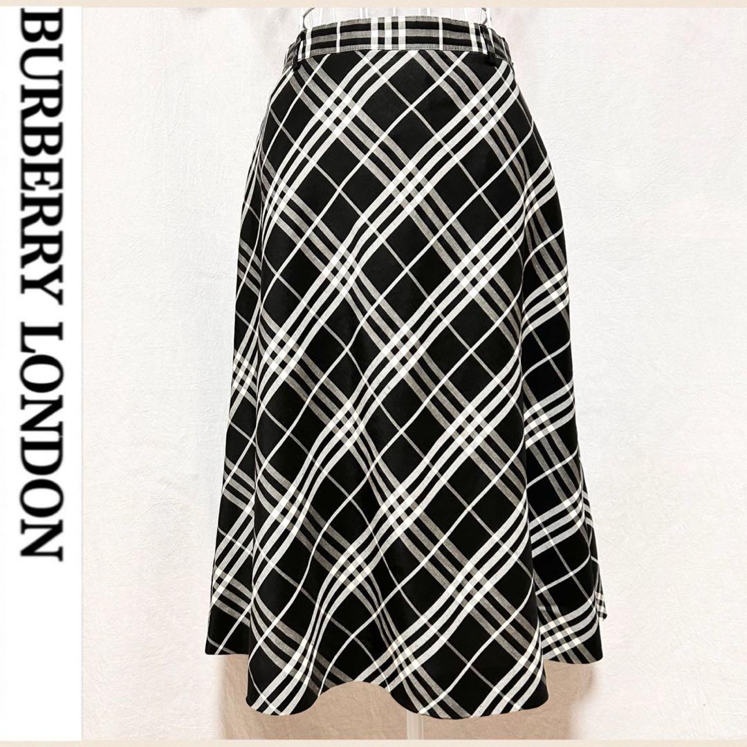 美品 バーバリー ロンドン フレアスカート チェック柄 ひざ丈スカート