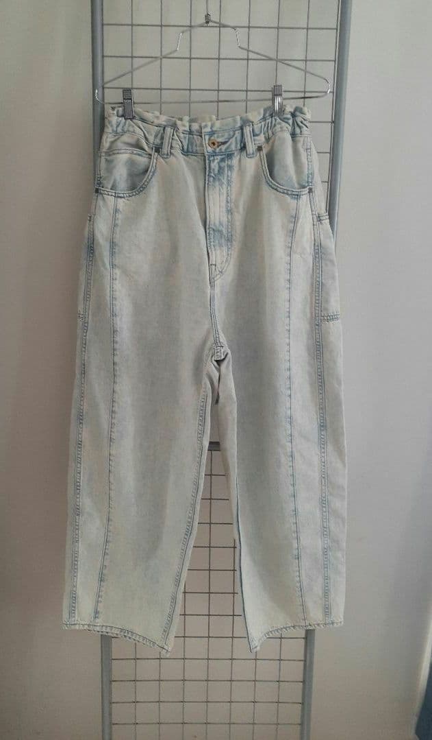 URCH RNA ケミカル加工のワイドストレートパンツ R4391 ケミカル加工のワークパンツ(F ブラックデニムケミカル): パンツ