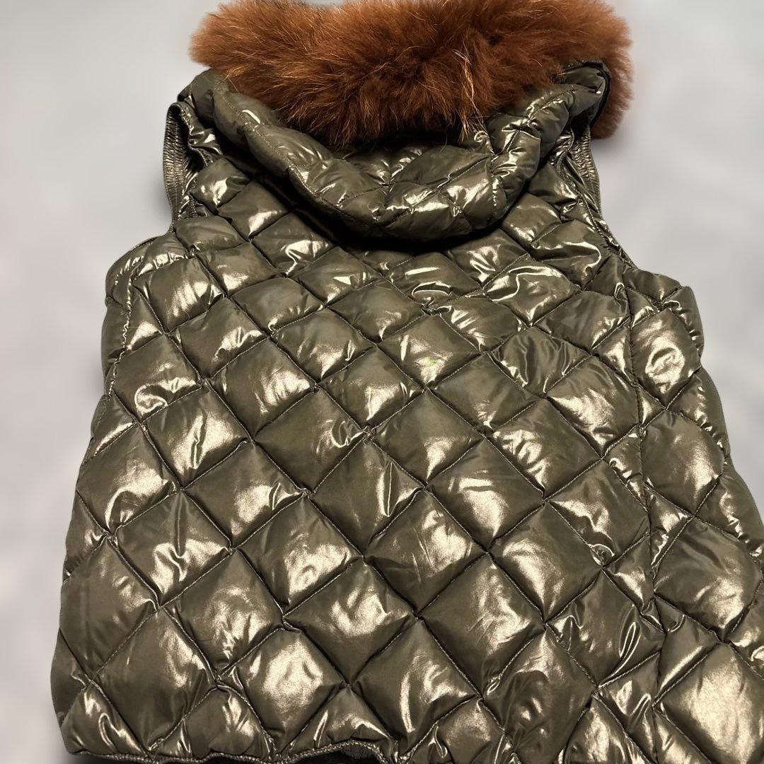 タトラス ダウンベスト ナイロン 04 カーキ ファー付き 大きいサイズ