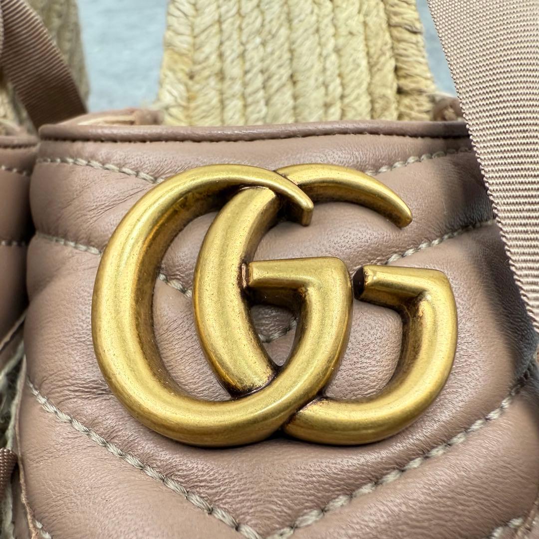 極美品 グッチ GGマーモント エスパドリーユ サンダル ヒール 22.5cm