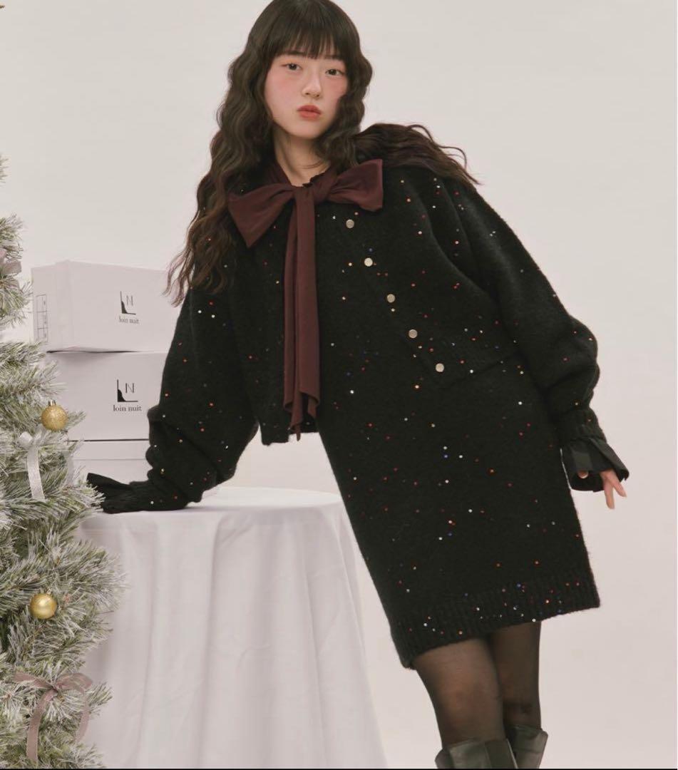 loin nuit ロワンニュイ スパンコールニットセットアップ - メルカリ