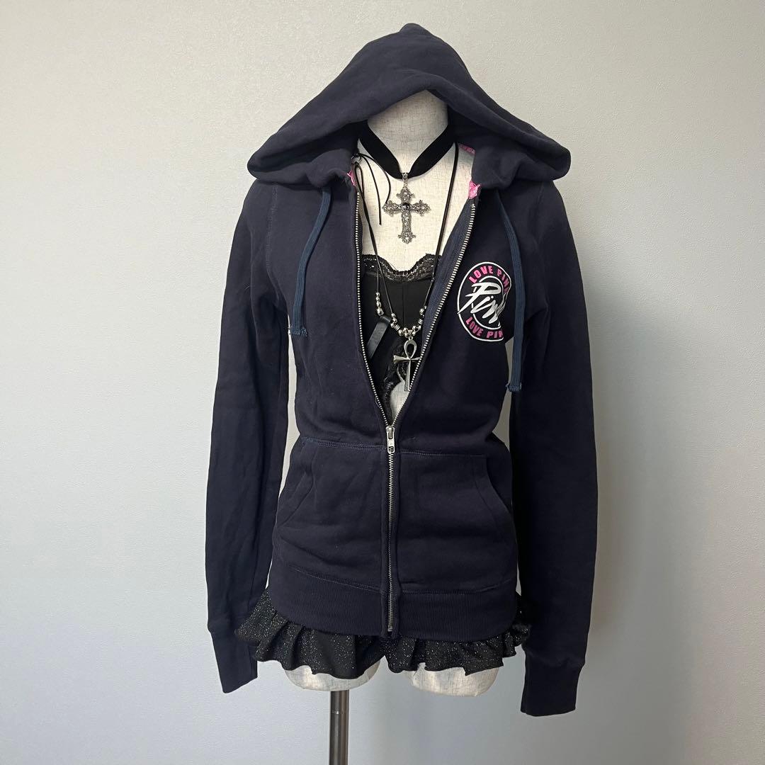 00s PINK y2k 海外ガール 平成ギャル 平成女児 フード付 パーカー