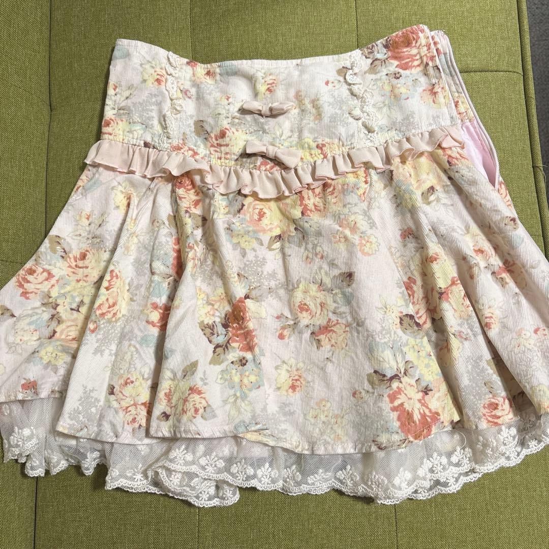 LIZLISA リズリサ 花柄 リボン フレア ミニスカート ロリータ 平成 姫