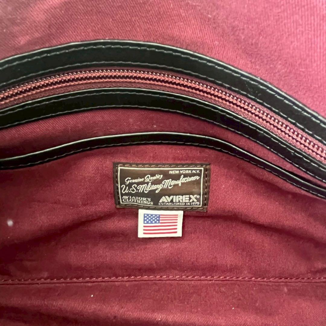 AVIREX レザー ミニ ボストンバッグ ブラック USA ロゴ y2k - メルカリ