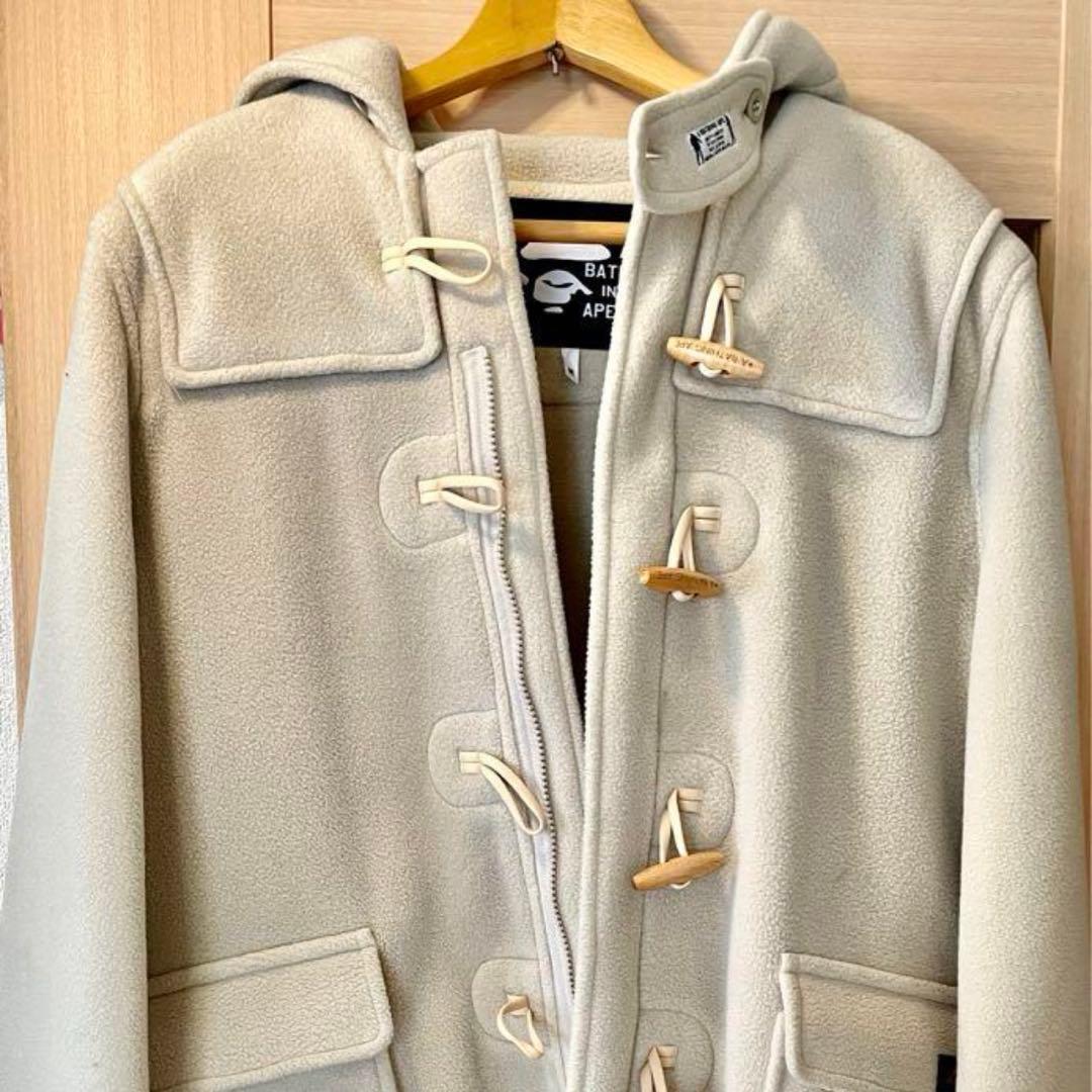 美品 A BATHING APE フリース ダッフルコート ベージュ - メルカリ