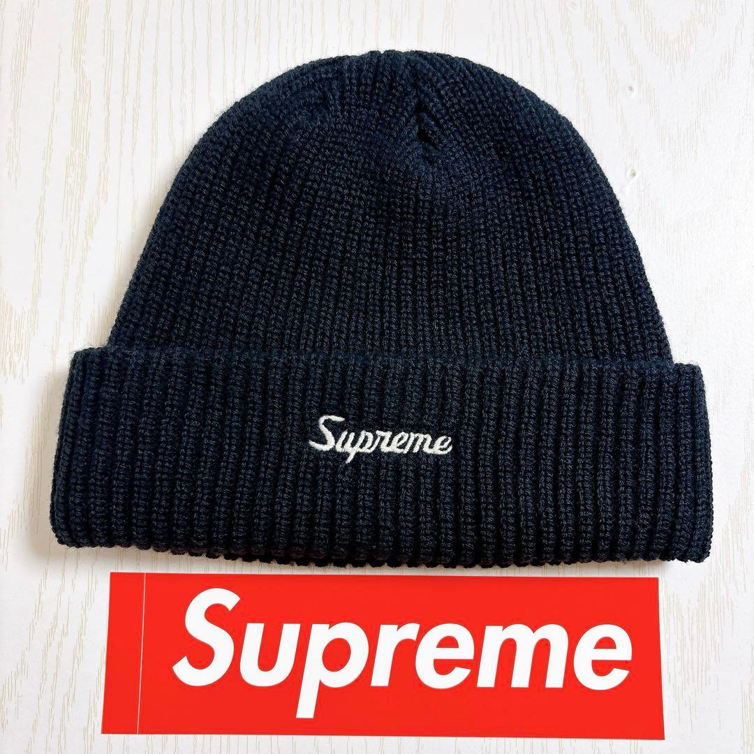 Supreme ニット帽 スクリプトロゴ ネイビー 紺 野村周平着用モデル