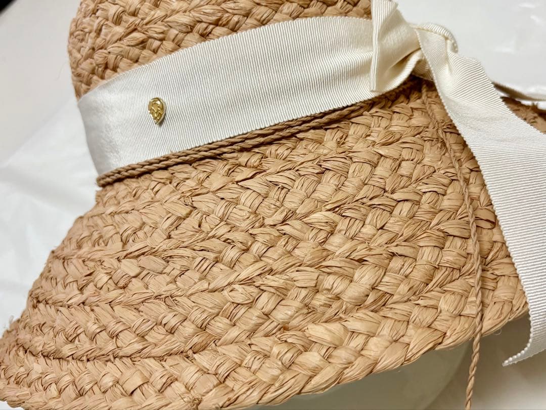 美品】HELEN KAMINSKI ラフィア ヘリンボーン ハット 後リボン - メルカリ