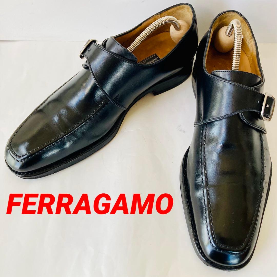 サルバトーレ フェラガモ 黒 モンクストラップ 25cm 除菌・消臭済み