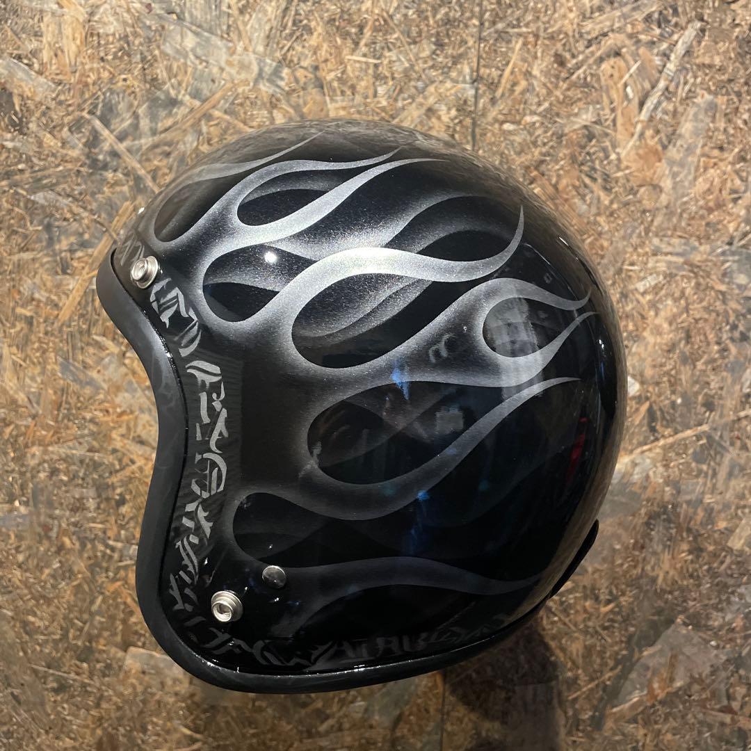 新品未使用一点物】カスタムペイント ジェットヘルメット ファイヤー