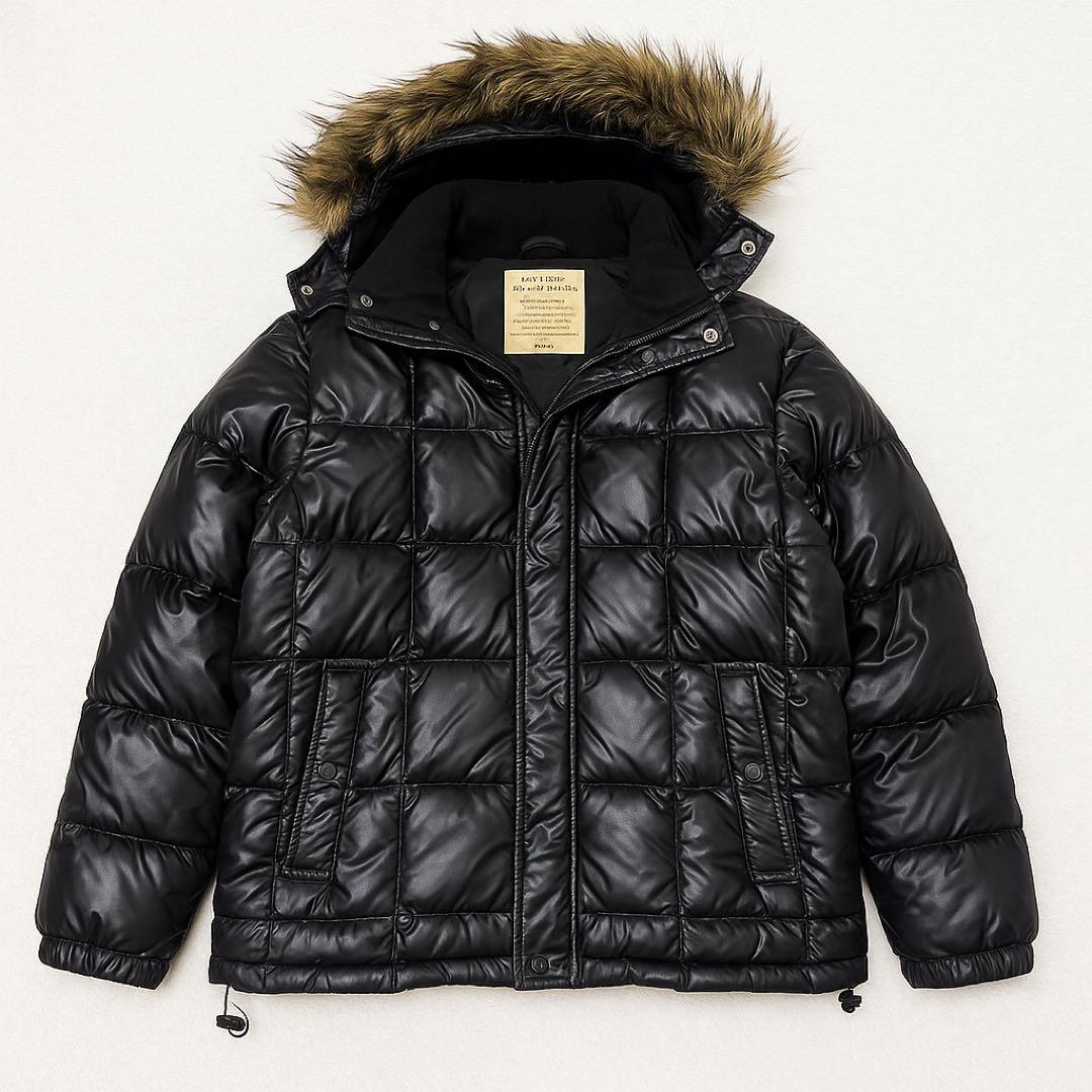 ユニクロ プレミアムダウン 黒 ファー付き 光沢 00s Y2K 平成 お兄系