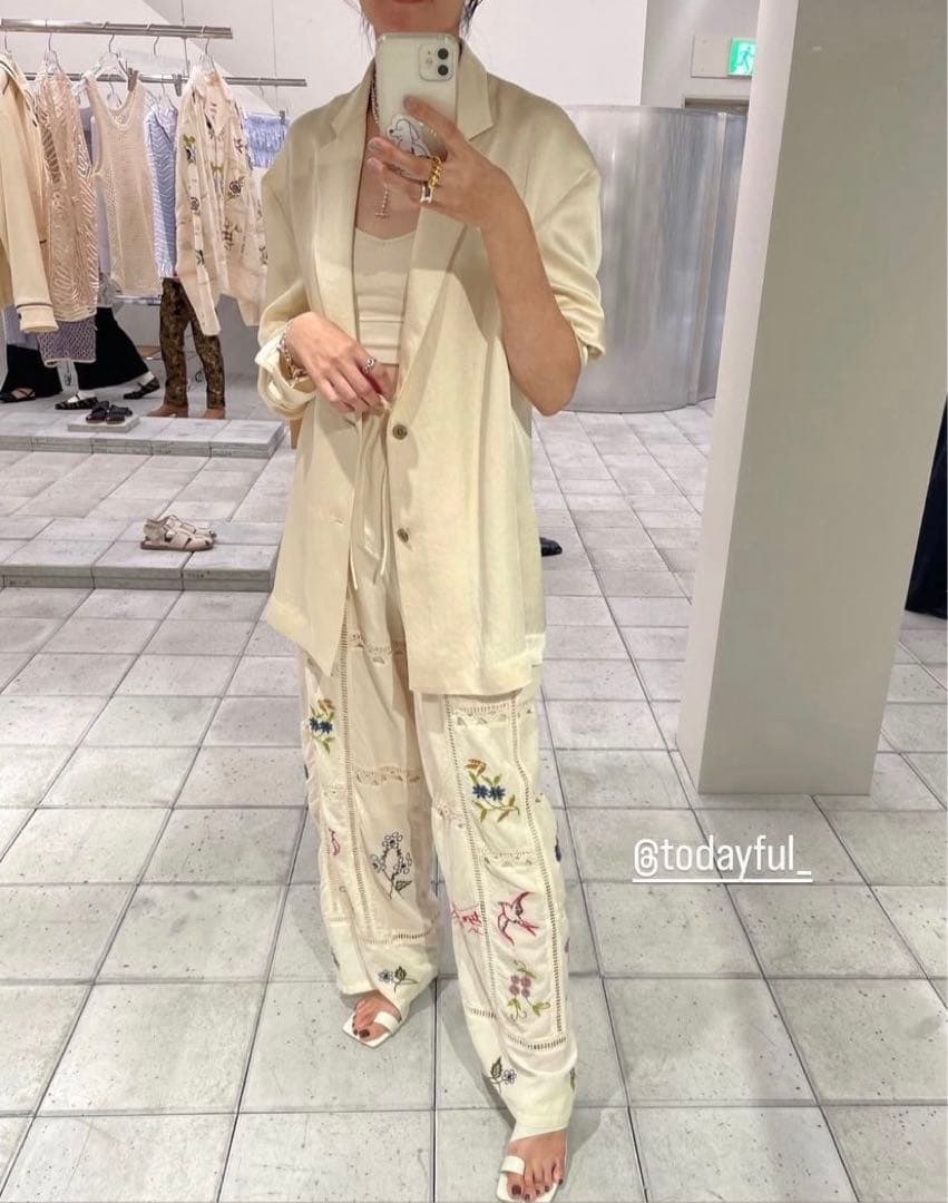 todayful トゥデイフル 38 エンブロイダリーパッチワークトラウザース