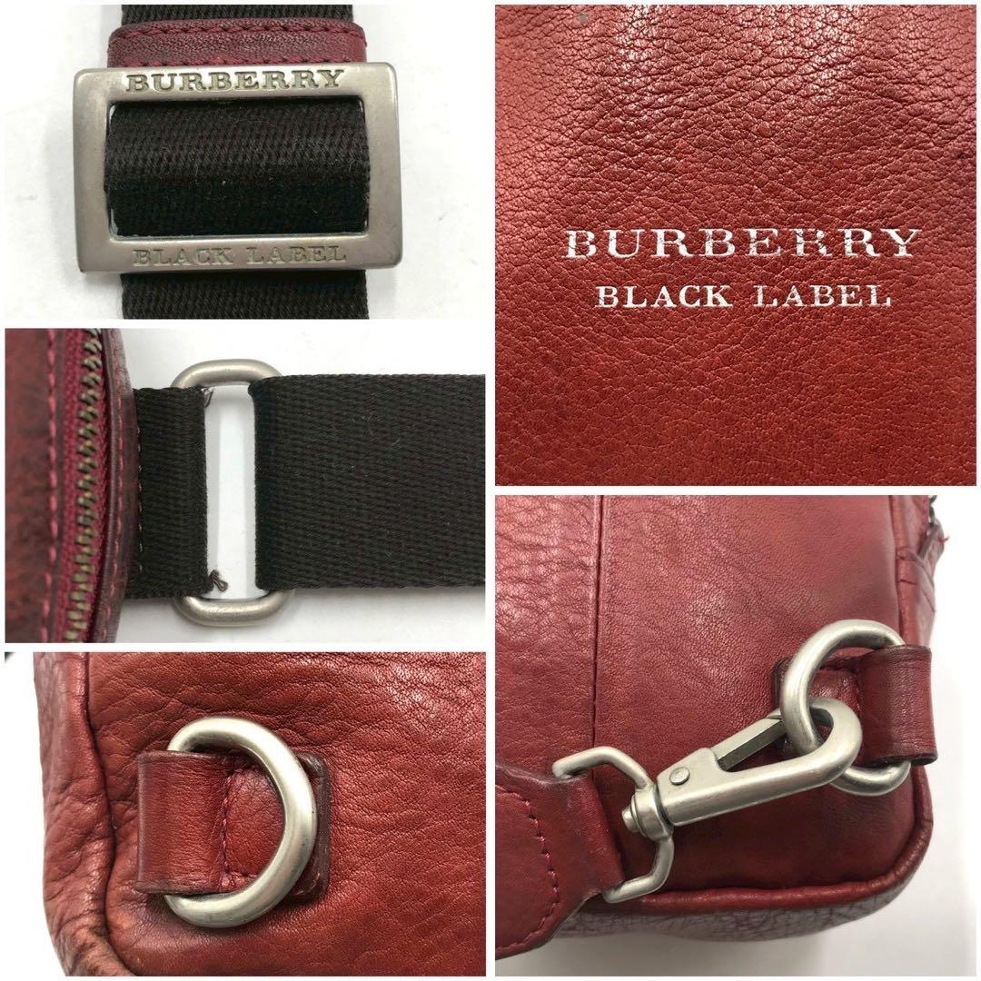 最高級✨バーバリーブラックレーベル ボディバッグ ロゴ刻印 レザー