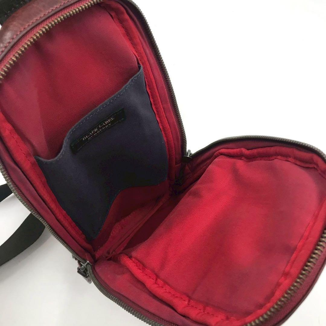 最高級✨バーバリーブラックレーベル ボディバッグ ロゴ刻印 レザー