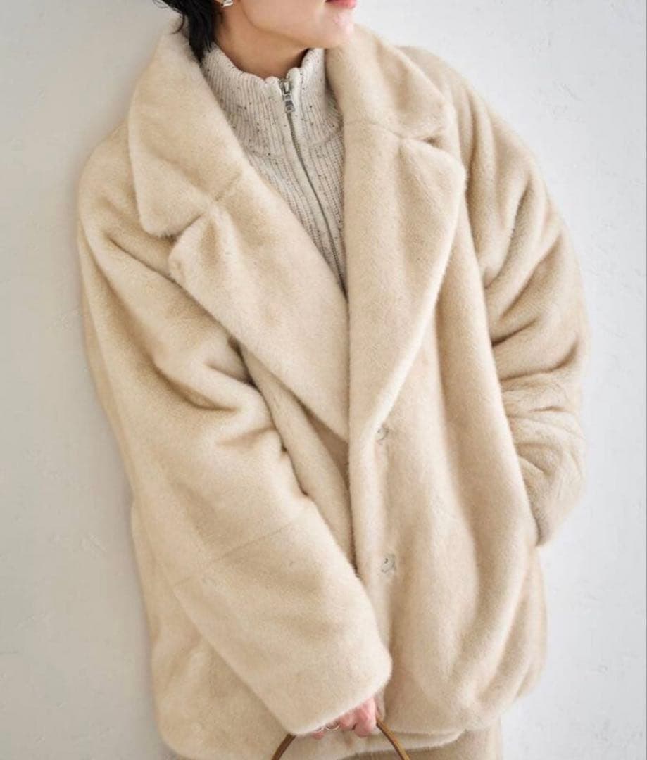 anuke Eco Minkfur Jaket アイボリー 36 - メルカリ