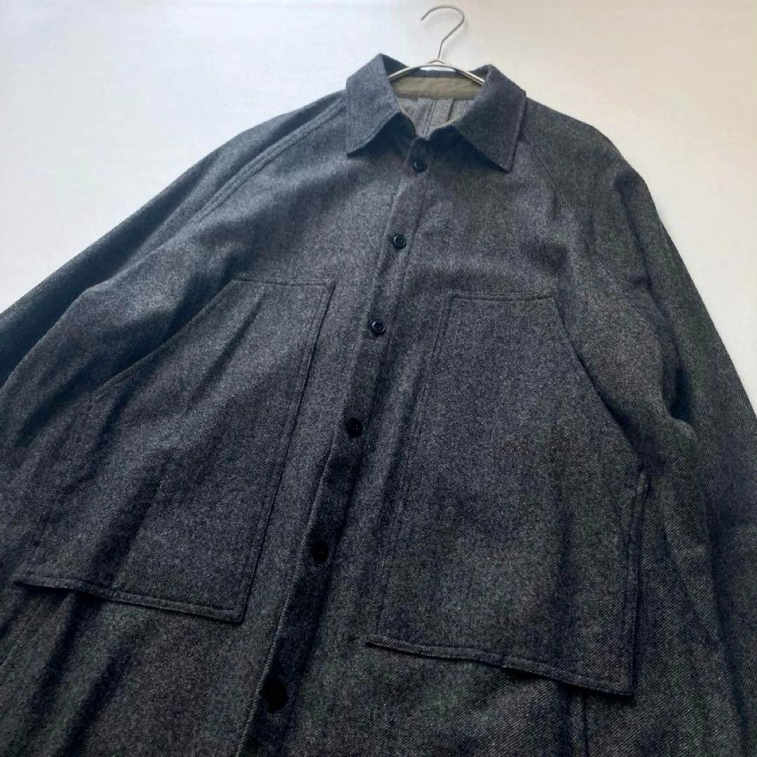 d*2様 【美品】Y's ヨウジヤマモト ウールシャツワンピース マキシ丈