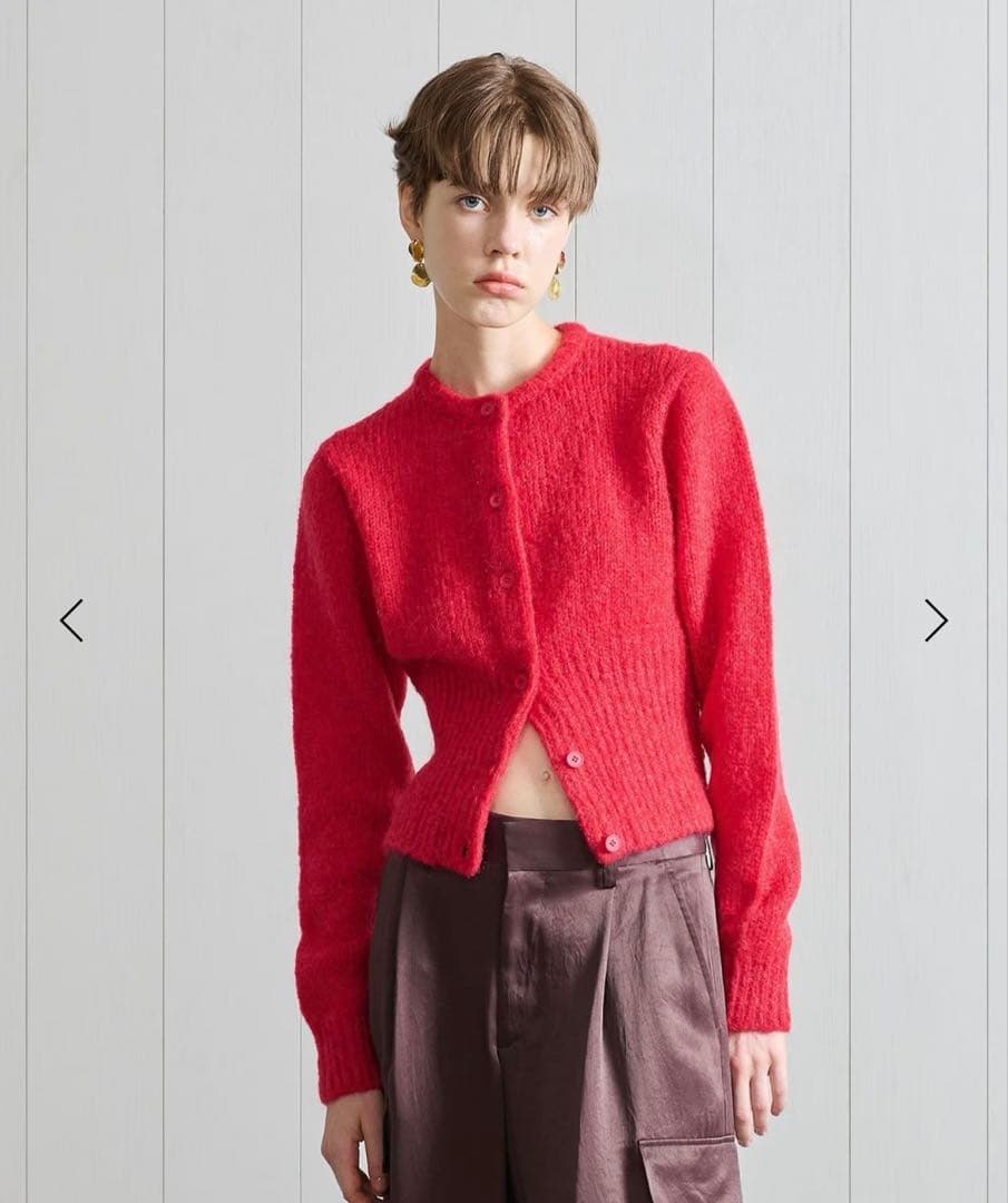 美品】H BEAUTY&YOUTH ウールモヘヤ ショートカーディガン レッド