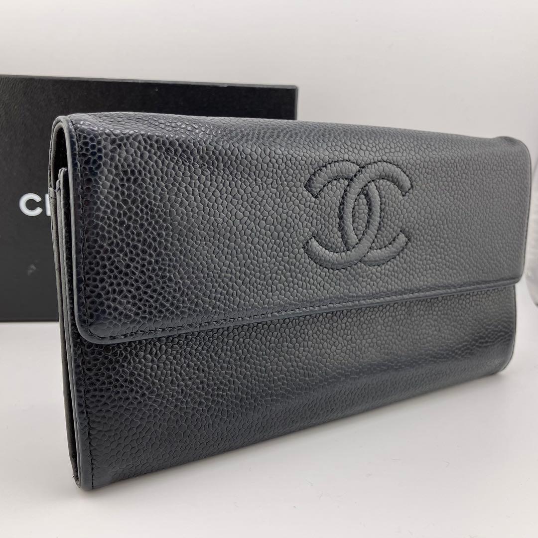 希少✨良品✨シャネル 長財布 デカココ ココマーク キャビアスキン