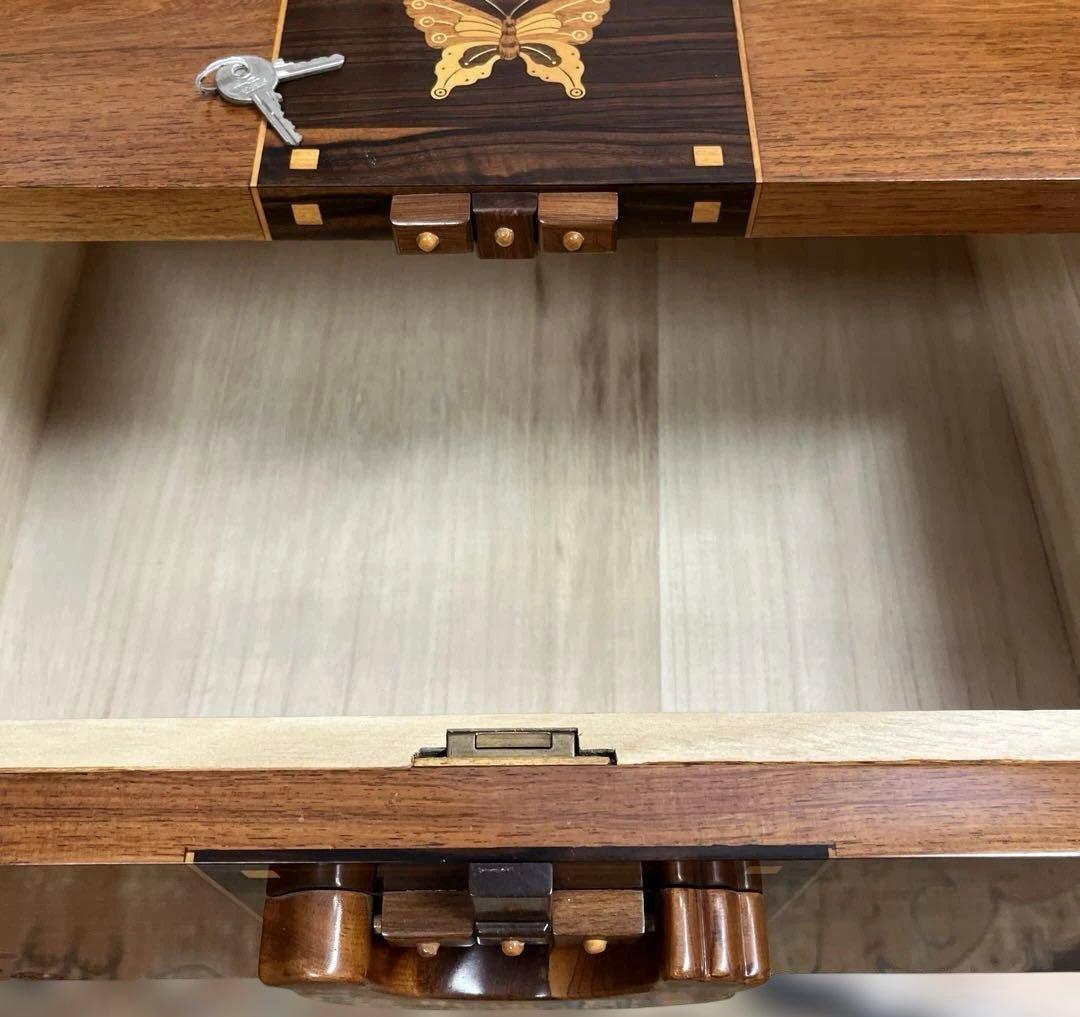 寄木箪笥 木象嵌 3段チェスト サイドボード 整理箪笥 寄木細工 鍵付き ②