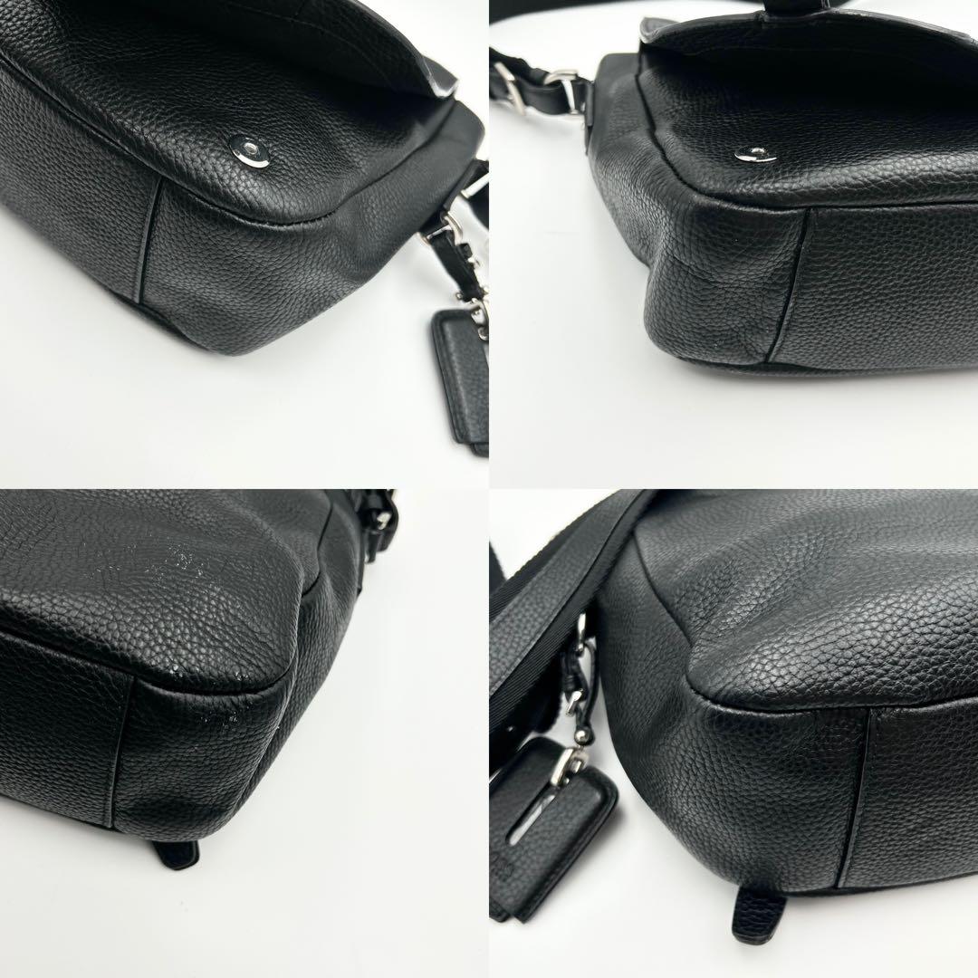 希少✨ ヒューゴボス メッセンジャーバッグ A4収納可 シボ革 ブラック