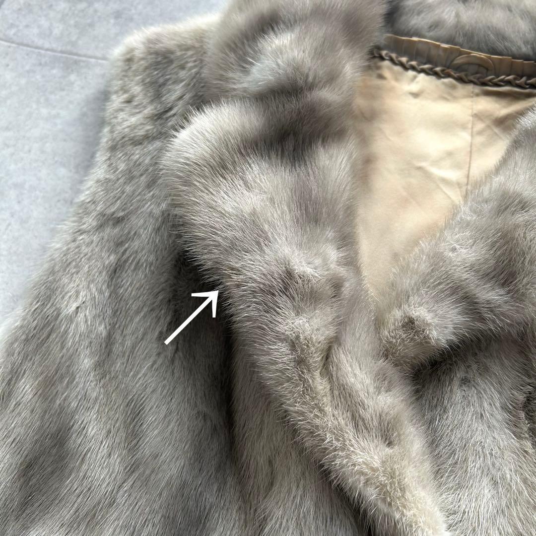 サファイアミンク ベスト リアルファー 毛皮 ジレ ロング グレージュ