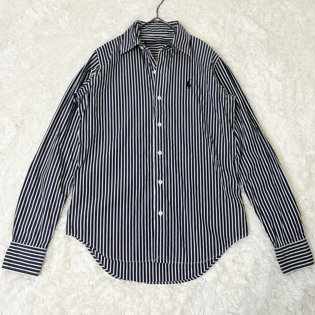 美品 ラルフローレンスポーツ 長袖 ストライプシャツ ポニー刺繍 S〜M