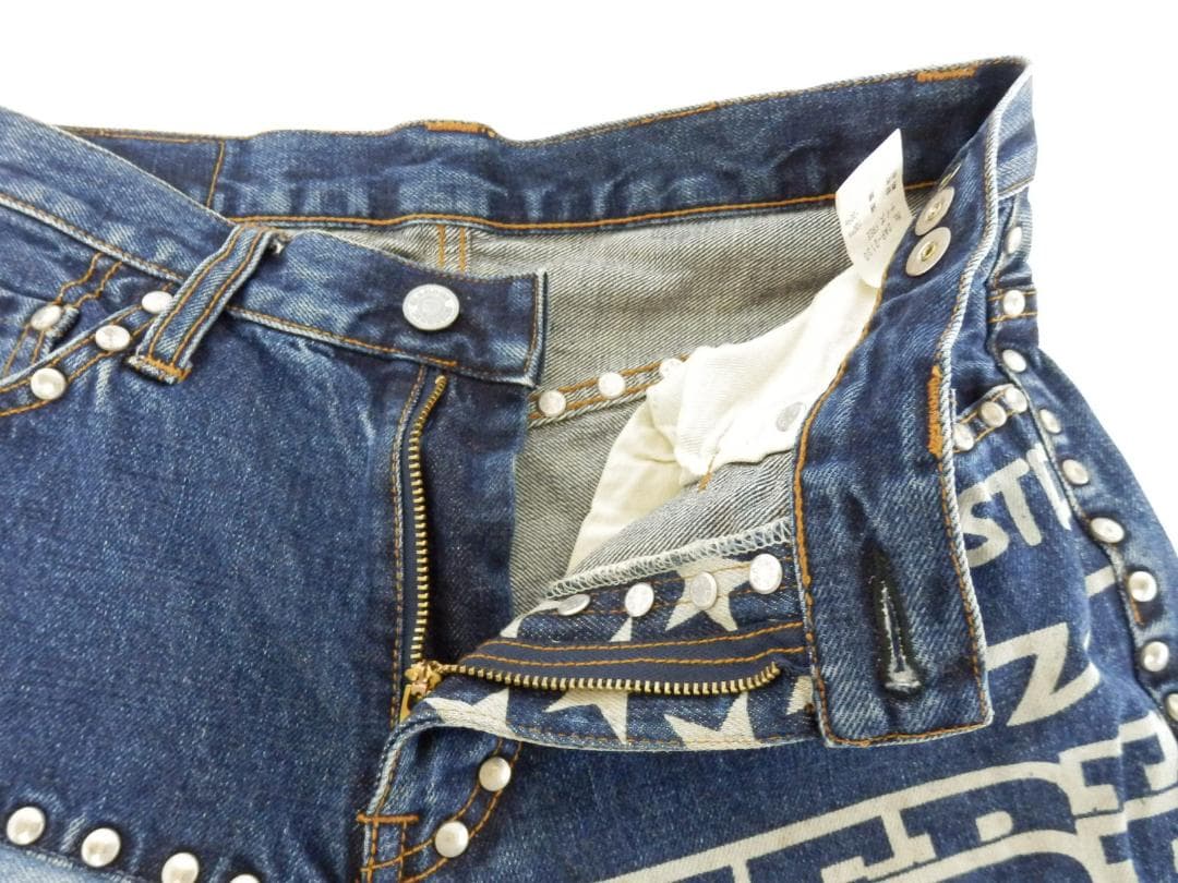 M1520 ヒステリックグラマー パッチワーク スタッズ フレアデニム