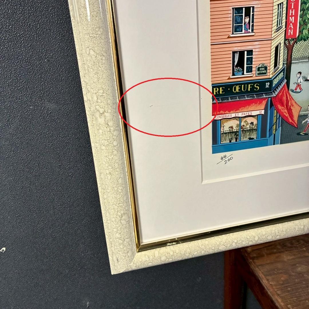 ビン・カシワ「カフェテラス」シルクスクリーン 直筆サイン入 額縁入