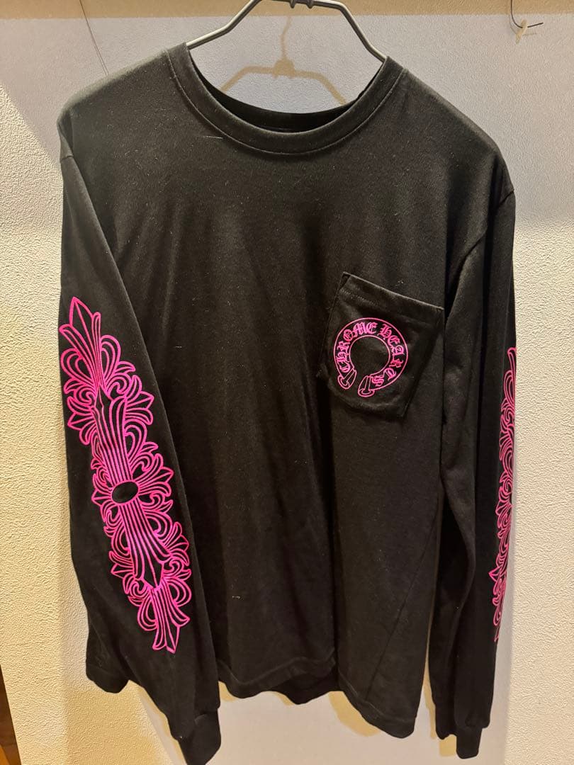 クロムハーツ ロンt フローラル クロス ピンク パーカー 長袖 ホース