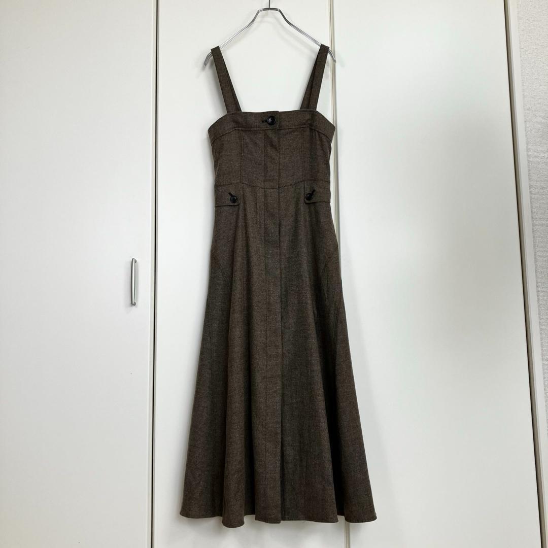 allureville シックツイードサロペットドレス ブラウン サイズ2 - メルカリ