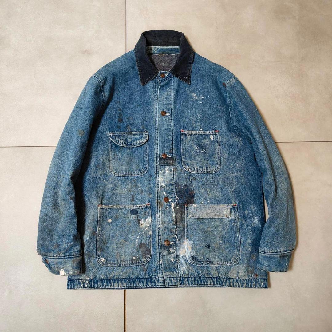 ビンテージ デニム カバーオール ブランケットライナー付 パッチワーク