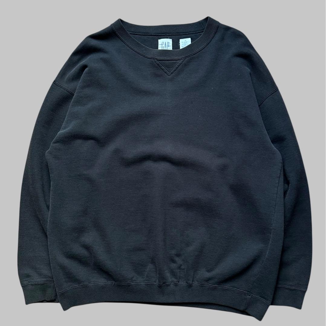 90s OLD GAP 無地スウェット ブラック 古着 90s USA製 GAP 無地 ソリッド ブラック 100%コットン スウェット