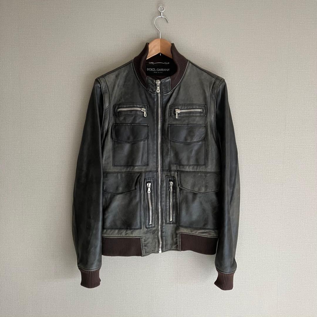 00s Dolce & Gabbana Faded Leather Jacket - メルカリ