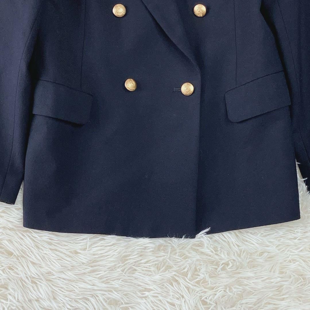 バーバリーロンドン ダブルジャケット 紺ブレ 金ボタン ネイビー 150A
